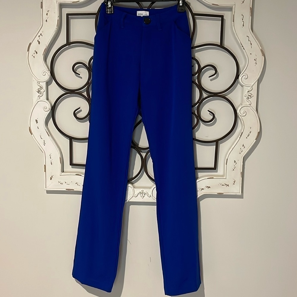 DANIELLE BERNSTEIN BY MEWOREWHAT HIGH RISE WIDE LEG TROUSERS CORAL BLUE SIZE 00